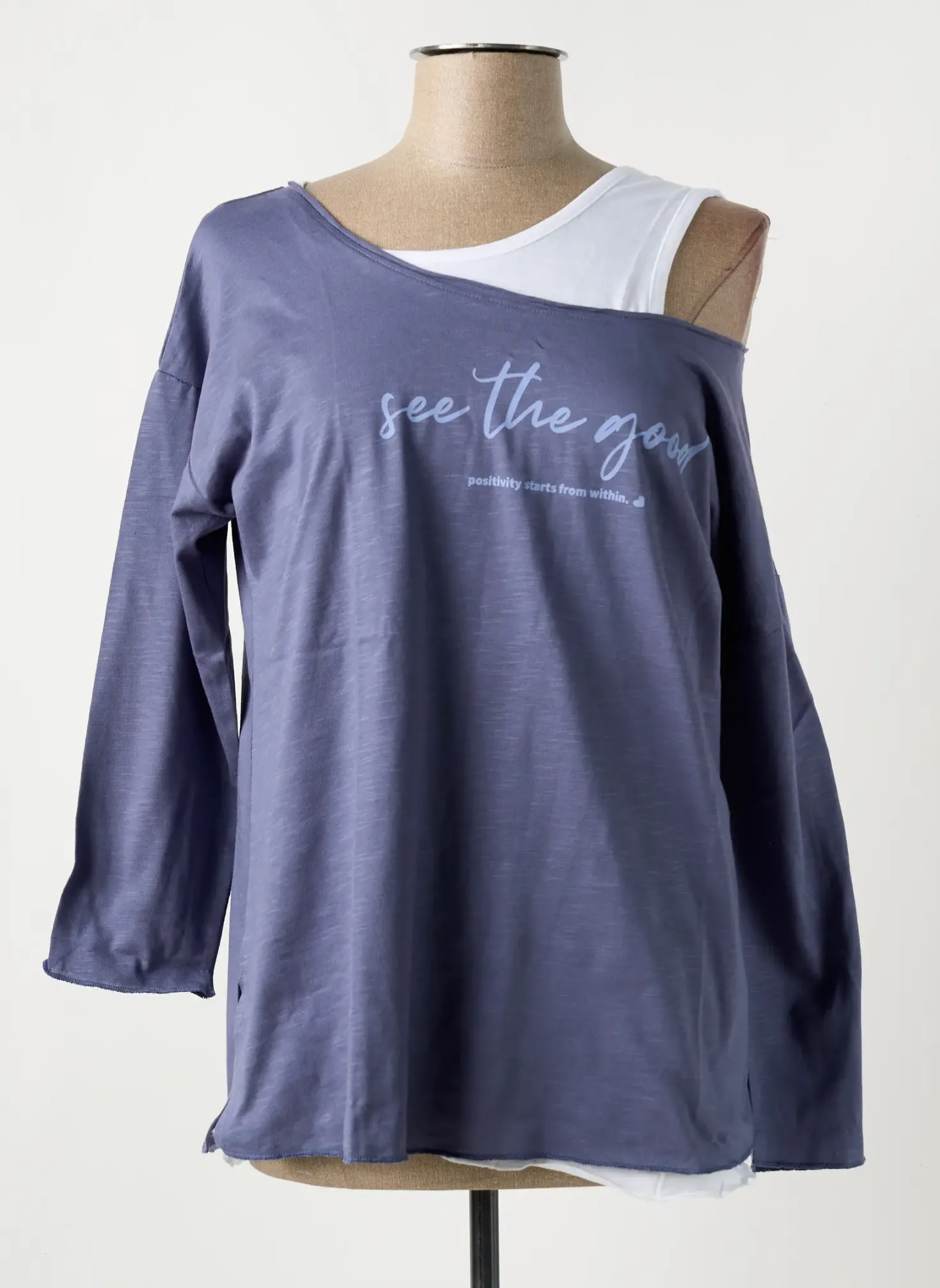 T-shirt Sheego Bleu Manches 3/4
