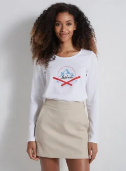 T-shirt Skidress Blanc Manches Longues