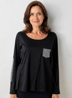 T-shirt Thomas Rabe Noir Manches Longues