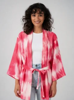 Veste Kimono Plume Rose